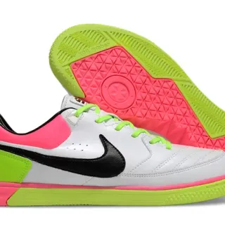 Nike White Multicolor Low-Top Leather Upper Contrasting Neon Accents Sneakers