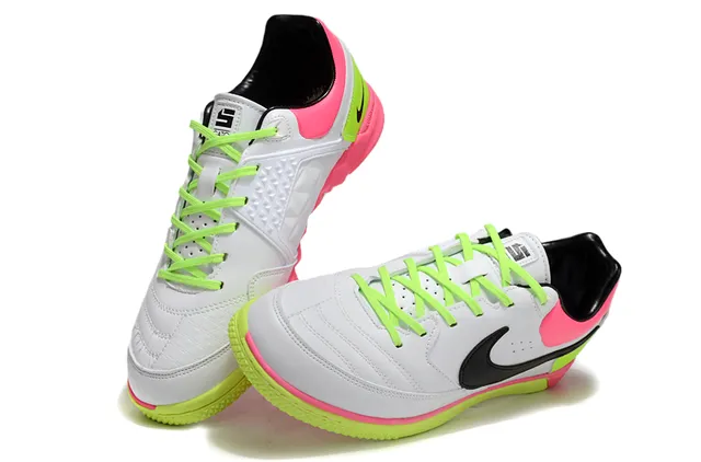 Nike White Multicolor Low-Top Leather Upper Contrasting Neon Accents Sneakers 3