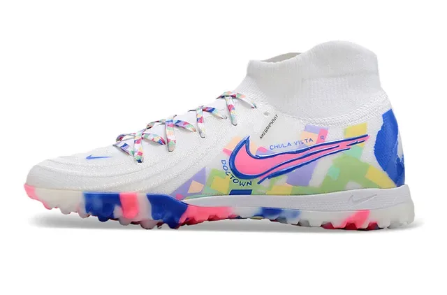 Nike Chaussures de Football Blanc Multicolore Ajustement à la Cheville Upper en Tricot Impression géométrique pour Gazon 8