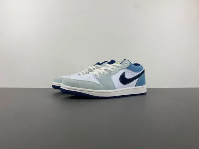 Nike White Navy Denim-Panel Upper Perforated Toe Box Lifestyle Sneakers 10