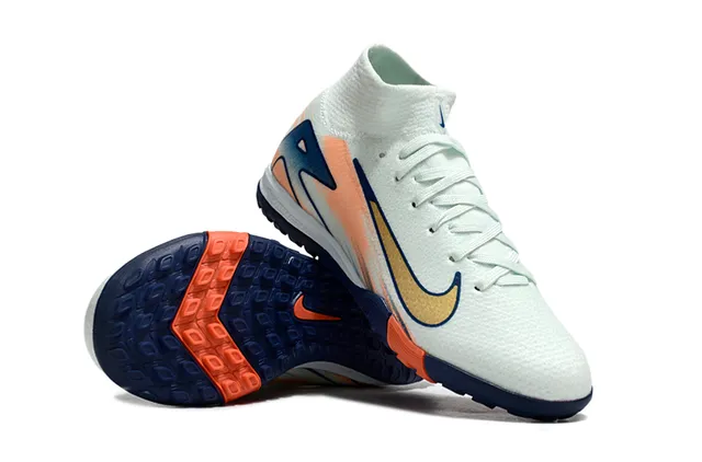 Nike Branco Marinho Colar de Meia Gradient Upper Sintético Sapatos de Futebol Indoor 2