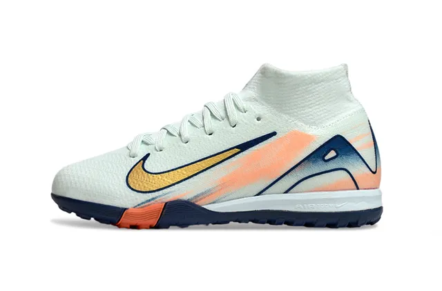 Nike Branco Marinho Colar de Meia Gradient Upper Sintético Sapatos de Futebol Indoor 6