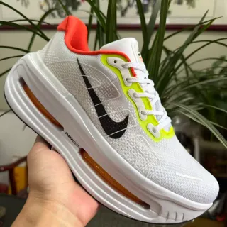 Nike White Orange Engineered Mesh Upper Visible Air Zoom Unit Running Shoes
