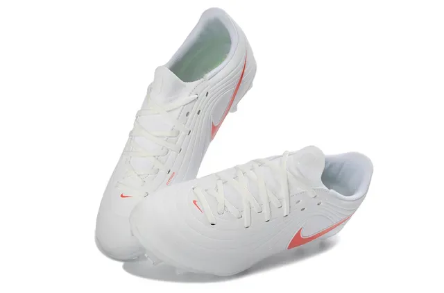 Nike White Orange Low-Cut Synthetic Upper Molded FG Studs Firm-Ground Soccer Shoes 2