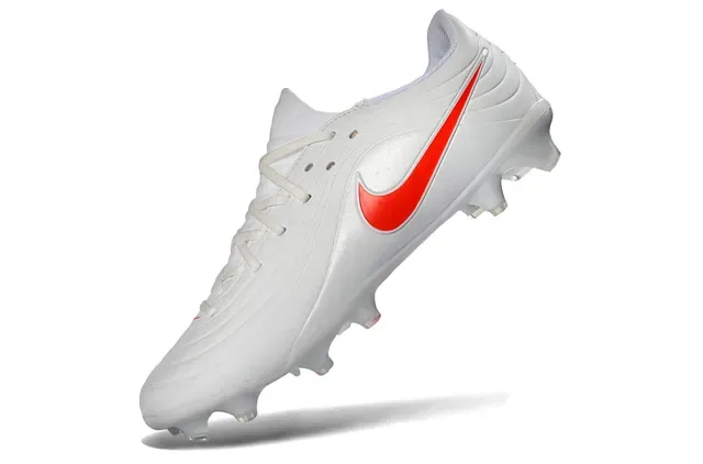 Nike White Orange Low-Cut Synthetic Upper Molded FG Studs Firm-Ground Soccer Shoes 4