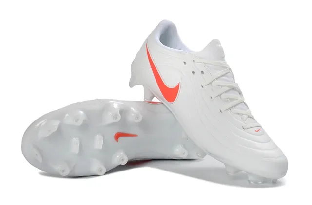 Nike White Orange Low-Cut Synthetic Upper Molded FG Studs Firm-Ground Soccer Shoes 5