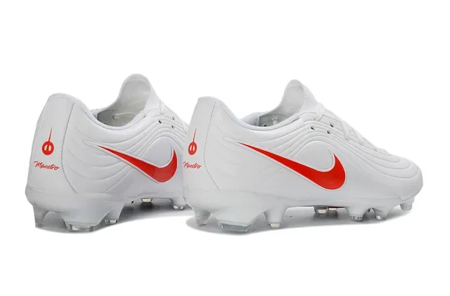Nike White Orange Low-Cut Synthetic Upper Molded FG Studs Firm-Ground Soccer Shoes 6
