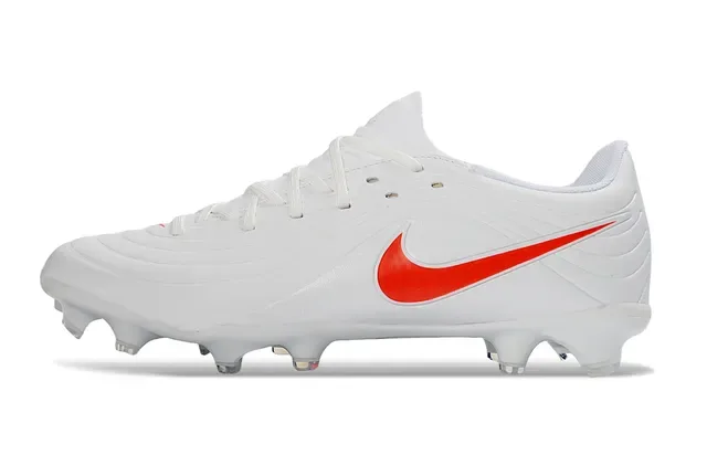 Nike White Orange Low-Cut Synthetic Upper Molded FG Studs Firm-Ground Soccer Shoes 7