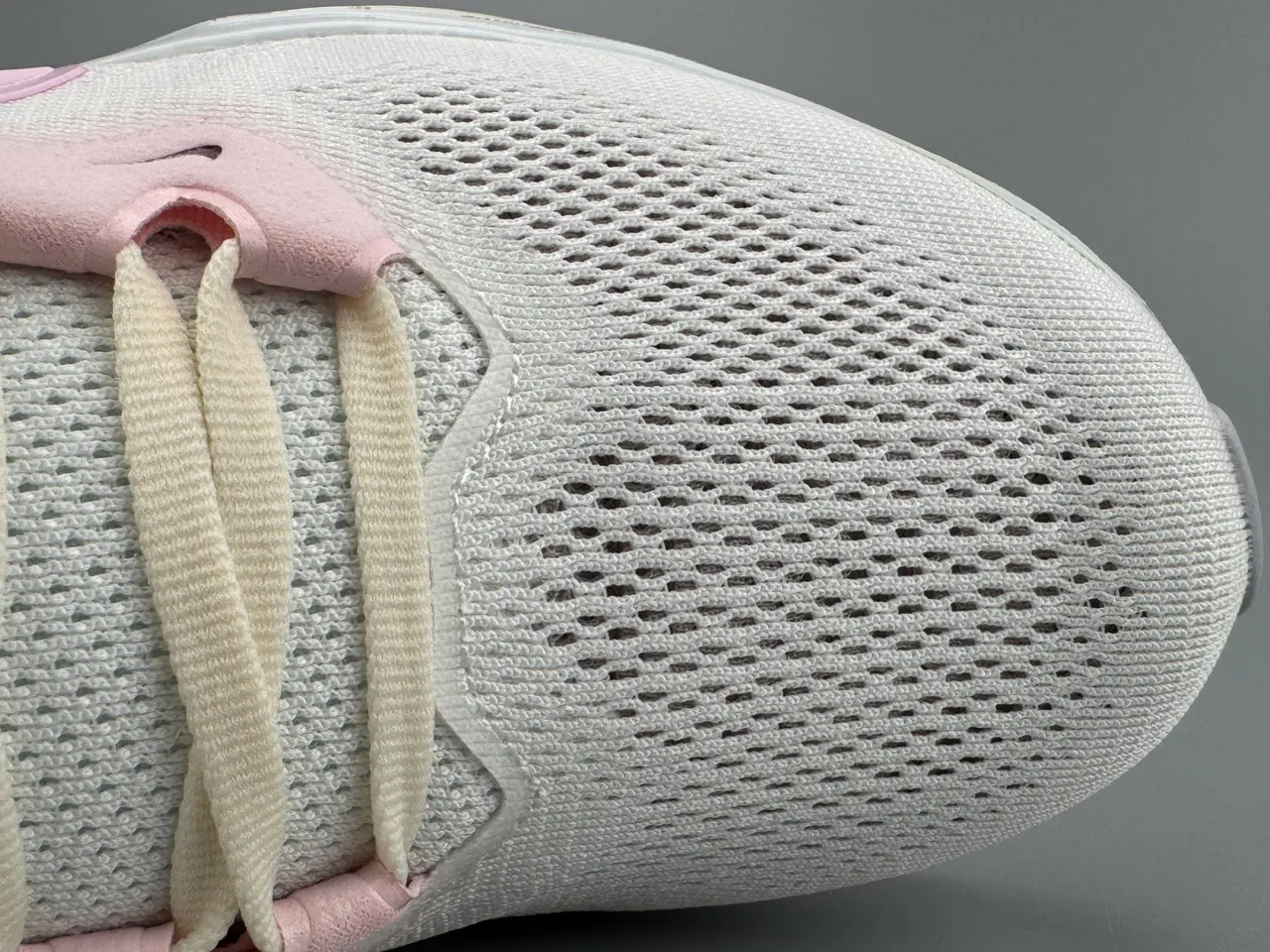 Nike White Pink Engineered Mesh Upper Swoosh Overlay Running Shoes 2