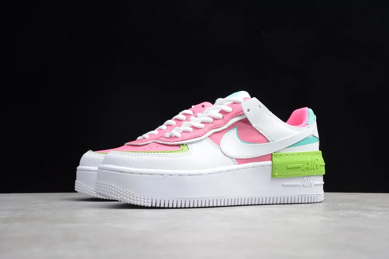 Nike White Pink Platform Sole Layered Color-Block Upper Lifestyle Sneakers 6