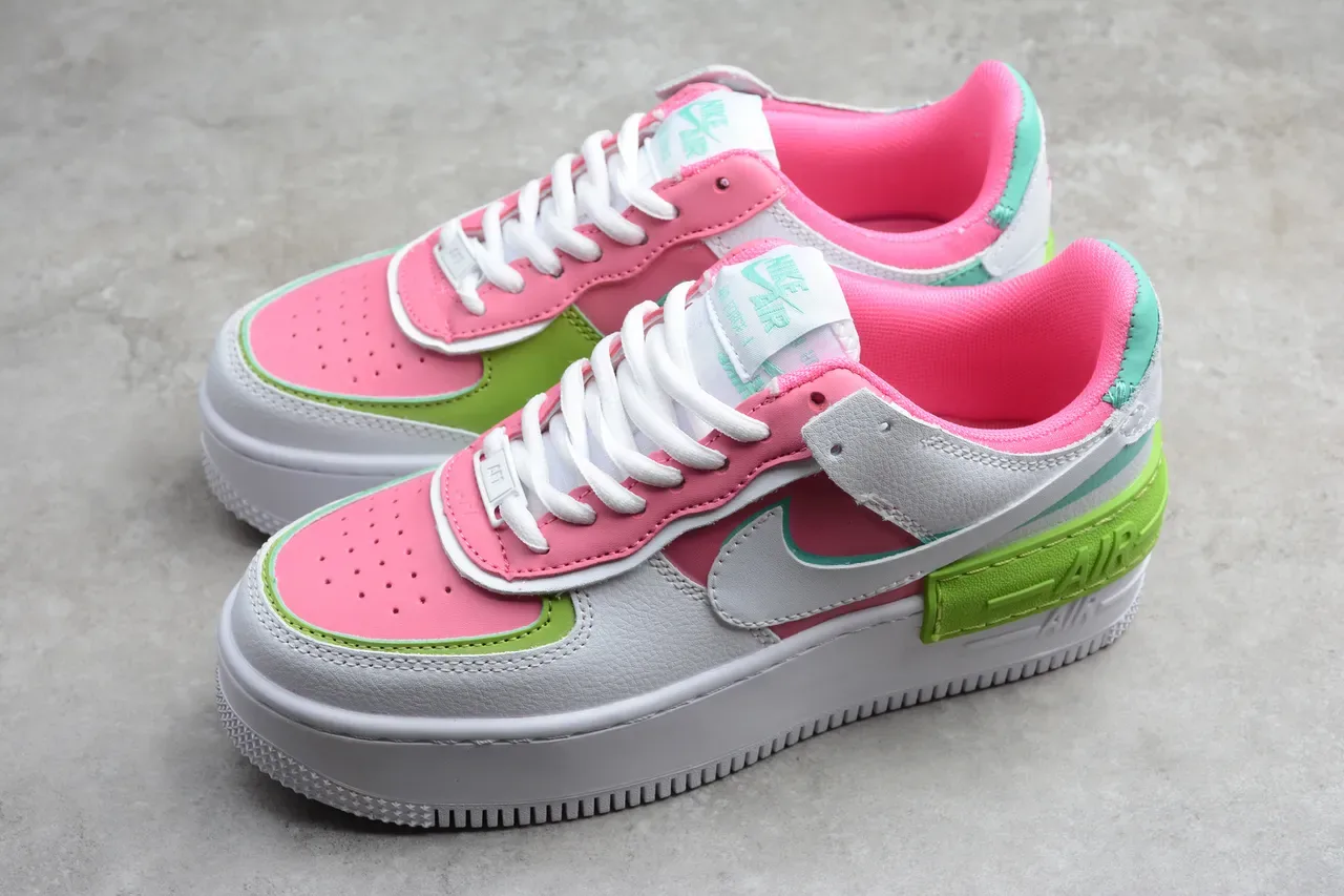 Nike White Pink Platform Sole Layered Color-Block Upper Lifestyle Sneakers 15