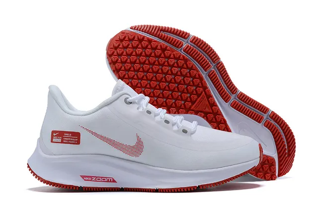 Nike White Red Low-Top Lace-Up Engineered Mesh Upper Running Shoes 3