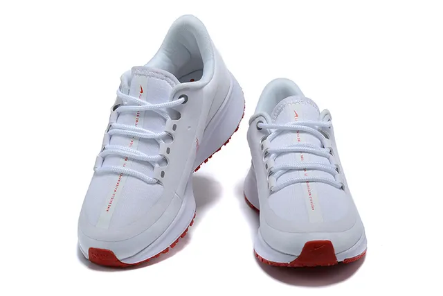 Nike White Red Low-Top Lace-Up Engineered Mesh Upper Running Shoes 10