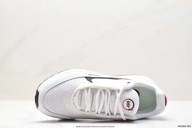 Nike White Red Mesh Upper Synthetic Cage Overlay Lifestyle Sneakers 7