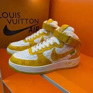 Nike x Louis Vuitton Air Force 1 High Yellow Monogram Lifestyle Sneakers
