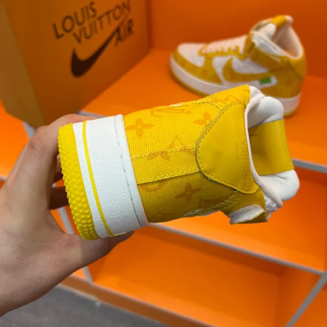 Nike x Louis Vuitton Air Force 1 High Yellow Monogram Lifestyle Sneakers 2
