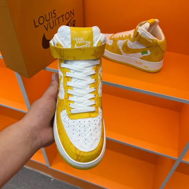 Nike x Louis Vuitton Air Force 1 High Yellow Monogram Lifestyle Sneakers 4