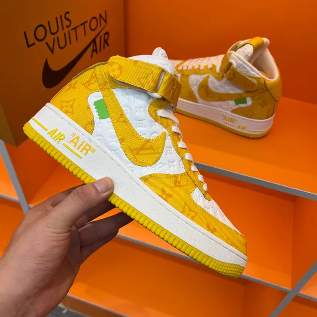 Nike x Louis Vuitton Air Force 1 High Yellow Monogram Lifestyle Sneakers 5