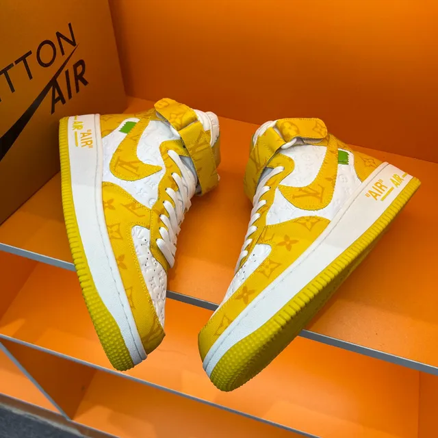 Nike x Louis Vuitton Air Force 1 High Yellow Monogram Lifestyle Sneakers 6