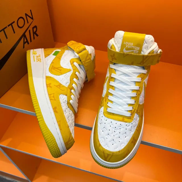 Nike x Louis Vuitton Air Force 1 High Yellow Monogram Lifestyle Sneakers 7