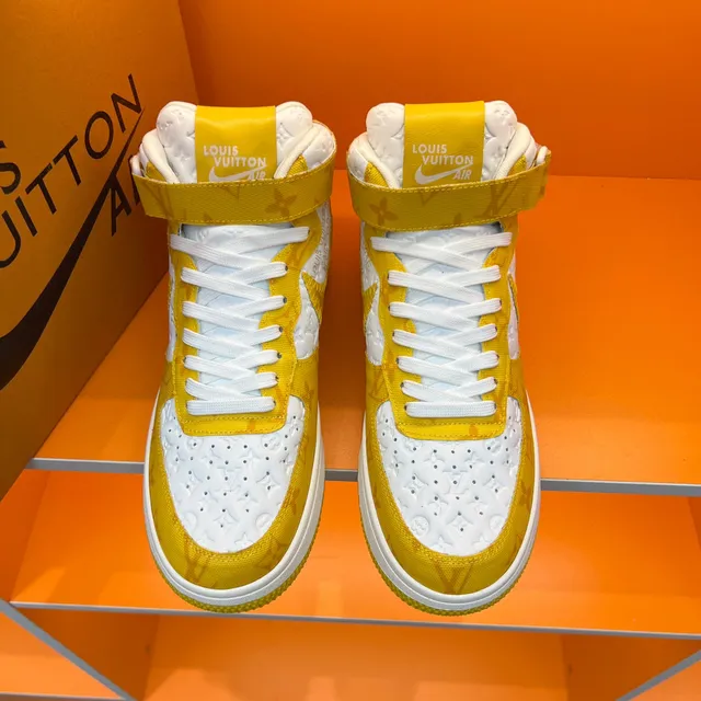 Nike x Louis Vuitton Air Force 1 High Yellow Monogram Lifestyle Sneakers 8