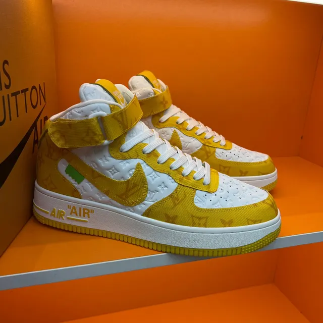Nike x Louis Vuitton Air Force 1 High Yellow Monogram Lifestyle Sneakers 9