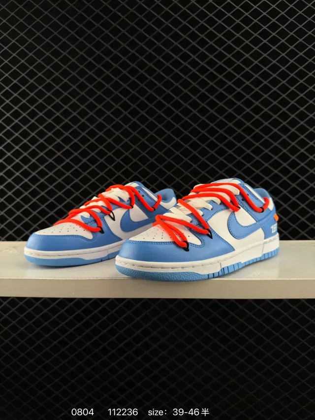 Nike x Off-White Dunk Low 'RIGHT' Light Blue White Orange Lifestyle Sneakers 2