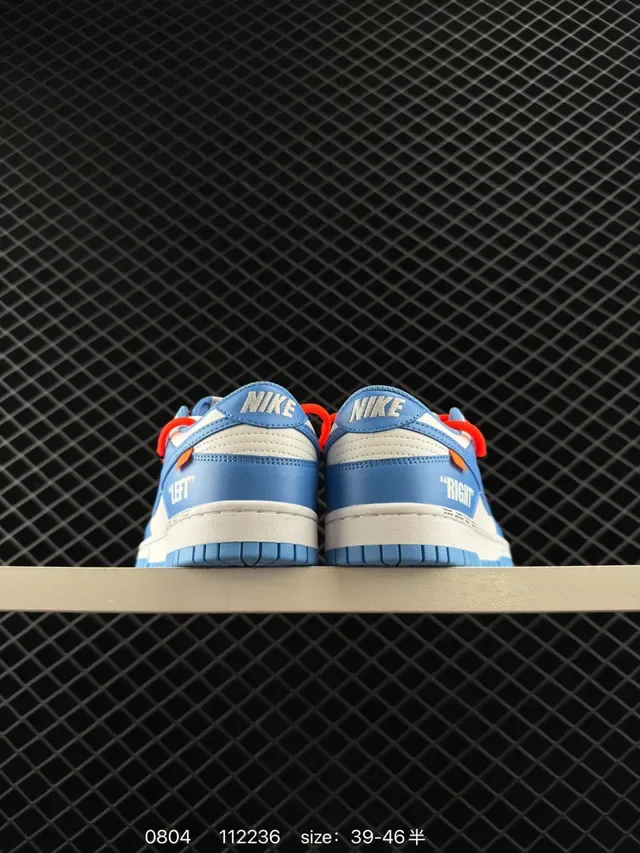 Nike x Off-White Dunk Low 'RIGHT' Light Blue White Orange Lifestyle Sneakers 3