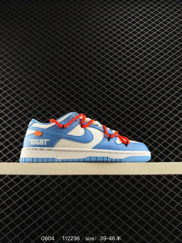 Nike x Off-White Dunk Low 'RIGHT' Light Blue White Orange Lifestyle Sneakers 6