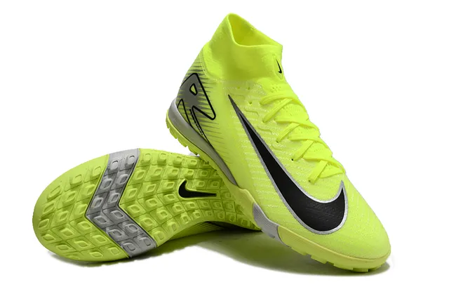 Nike Jaune Noir Haut-Coupé Collet Type Chaussette Synthétique Néon Supérieur Turf Chaussures de Football 3