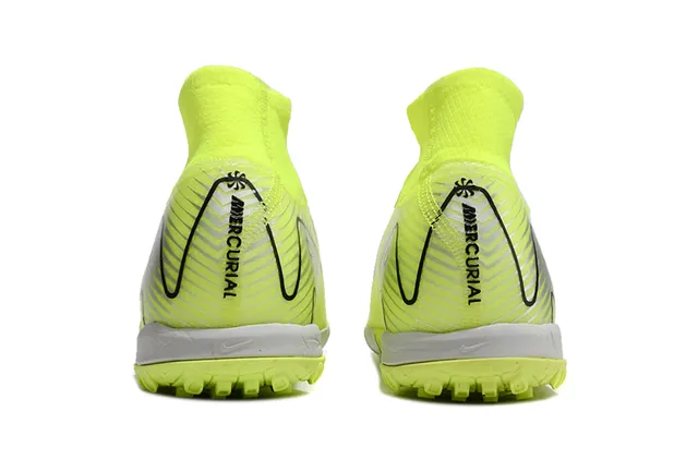 Nike Jaune Noir Haut-Coupé Collet Type Chaussette Synthétique Néon Supérieur Turf Chaussures de Football 4
