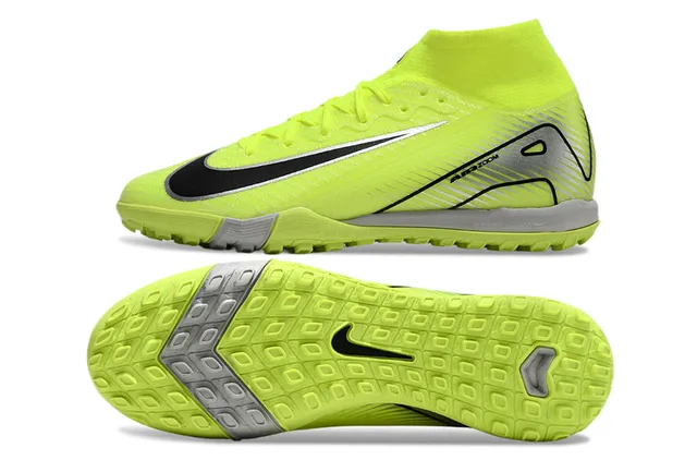 Nike Jaune Noir Haut-Coupé Collet Type Chaussette Synthétique Néon Supérieur Turf Chaussures de Football 5