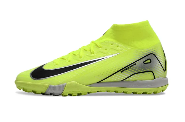 Nike Jaune Noir Haut-Coupé Collet Type Chaussette Synthétique Néon Supérieur Turf Chaussures de Football 8