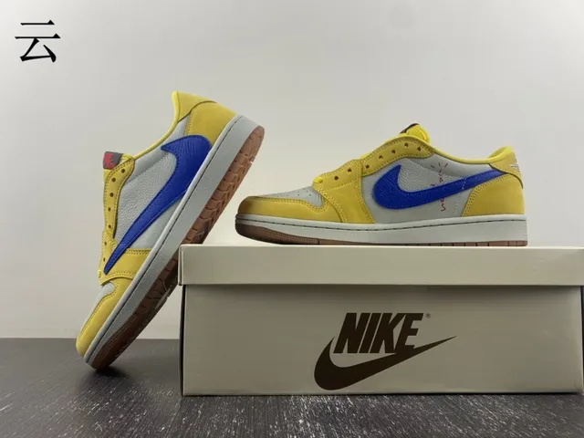 Nike Yellow Blue Low-Top Cupsole Lifestyle Sneakers 3