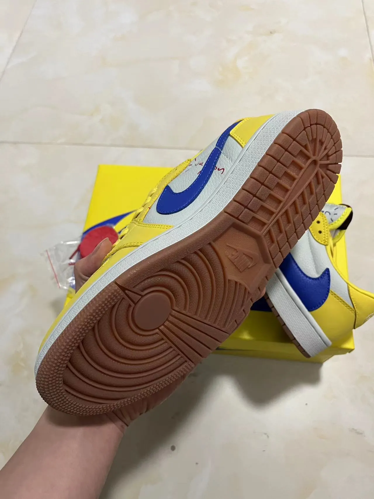 Nike Yellow Blue Low-Top Leather-Paneled Lifestyle Sneakers 6
