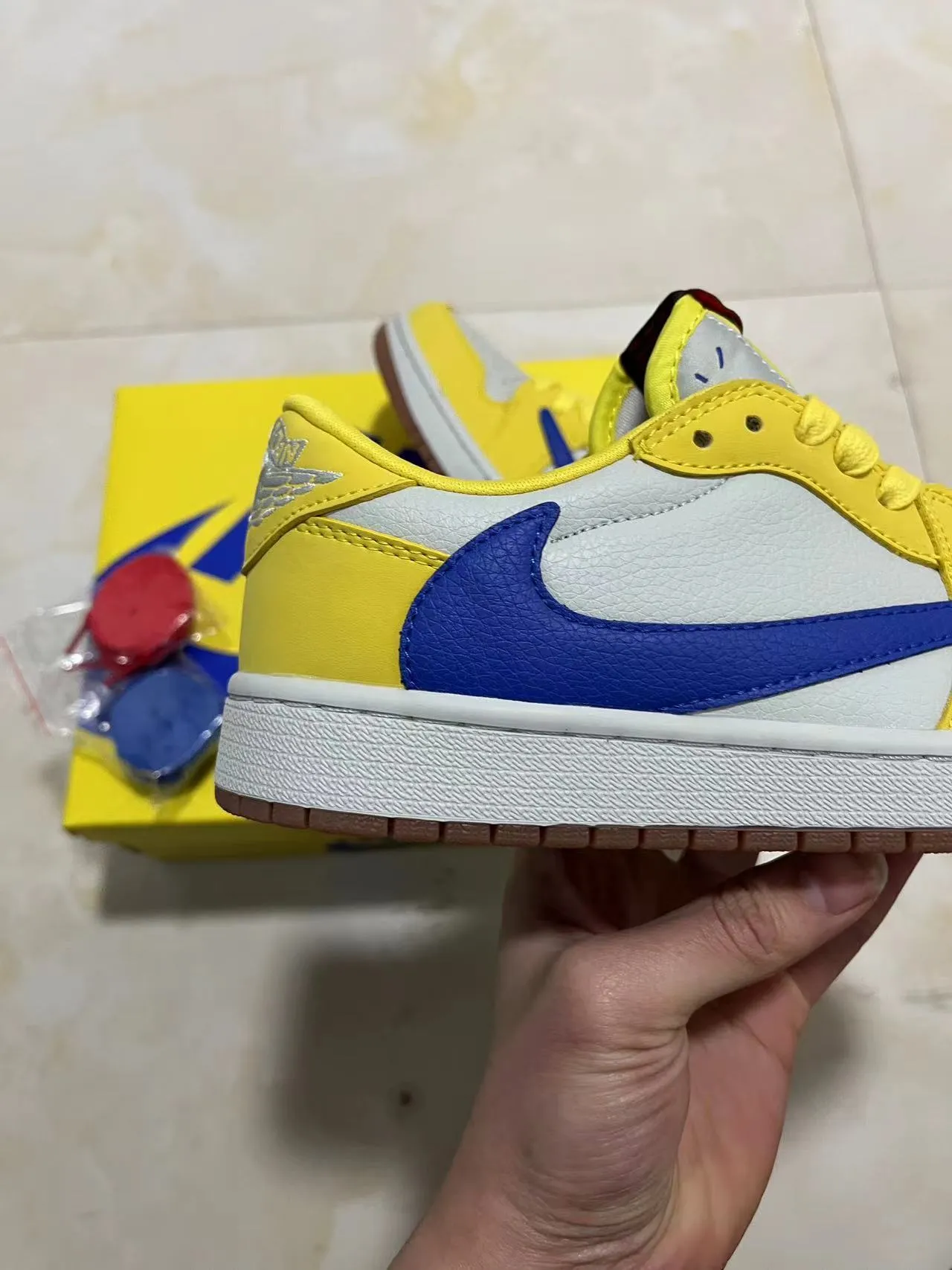 Nike Yellow Blue Low-Top Leather-Paneled Lifestyle Sneakers 7
