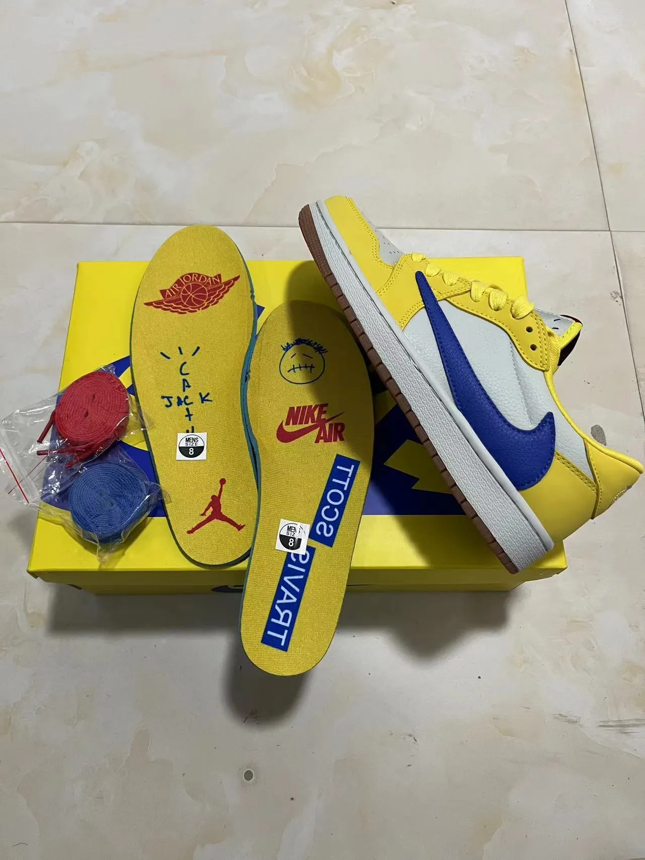 Nike Yellow Blue Low-Top Leather-Paneled Lifestyle Sneakers 9