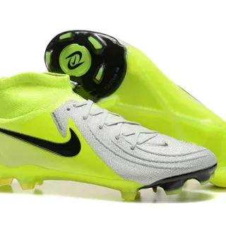 Nike Yellow Gray High-Cut Dynamic Fit Collar Firm-Ground Soccer Shoes