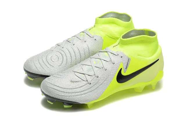 Nike Yellow Gray High-Cut Dynamic Fit Collar Firm-Ground Soccer Shoes 8