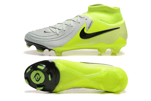 Nike Yellow Gray High-Cut Dynamic Fit Collar Firm-Ground Soccer Shoes 9