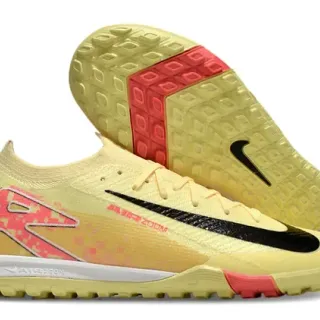 Nike Amarillo Rosa Upper de punto Collar bajo Turf Zapatos de fútbol