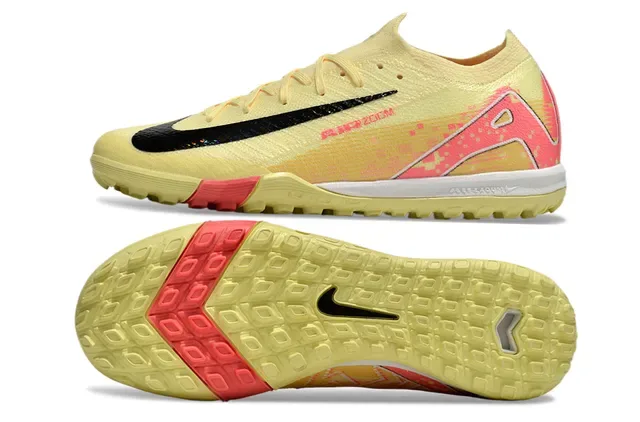 Nike Jaune Rose Upper en tricot Col bas Turf Chaussures de football 6