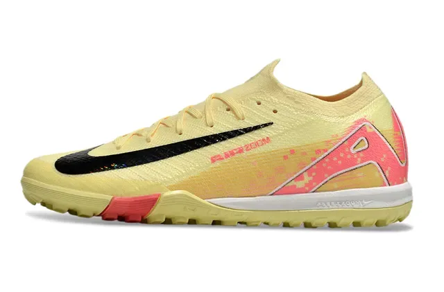 Nike Jaune Rose Upper en tricot Col bas Turf Chaussures de football 7