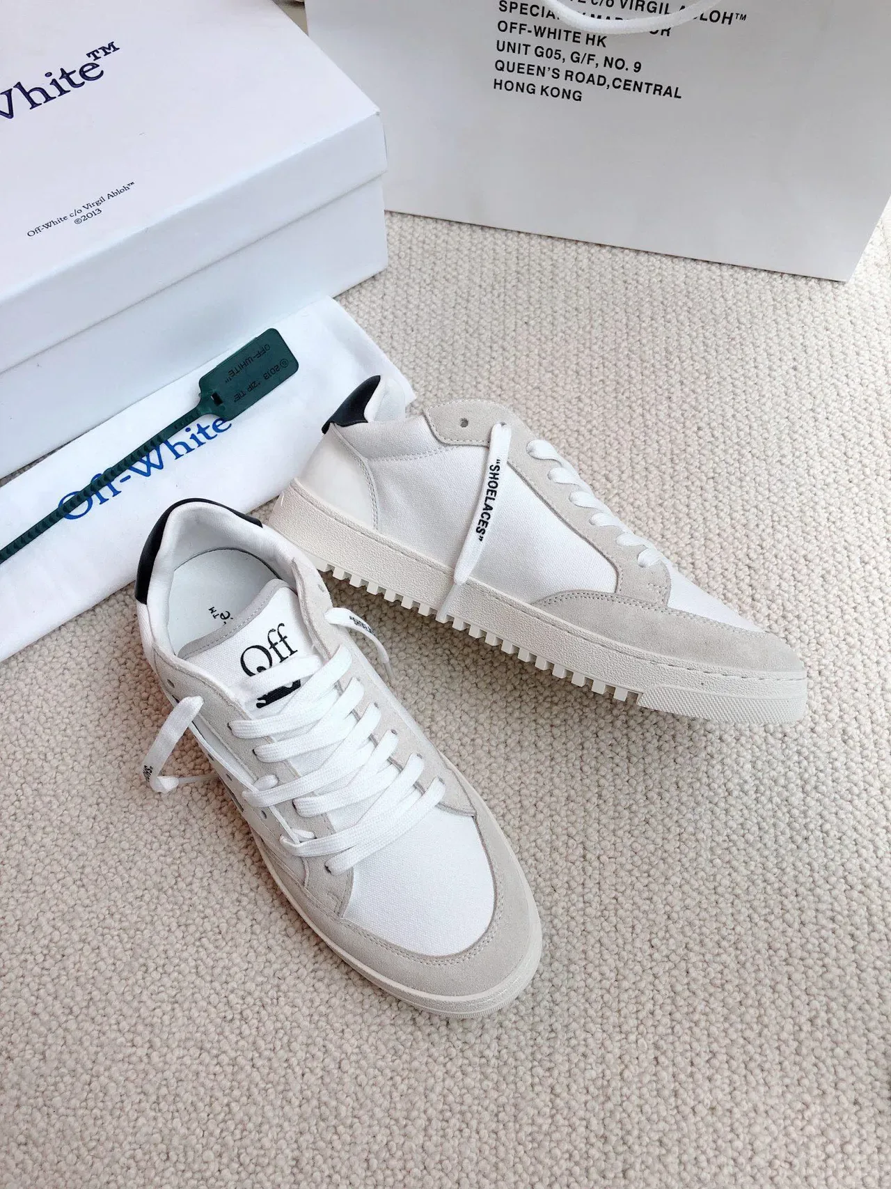 Off-White Beige Black Low-Top Mixed-Material Lifestyle Sneakers 5
