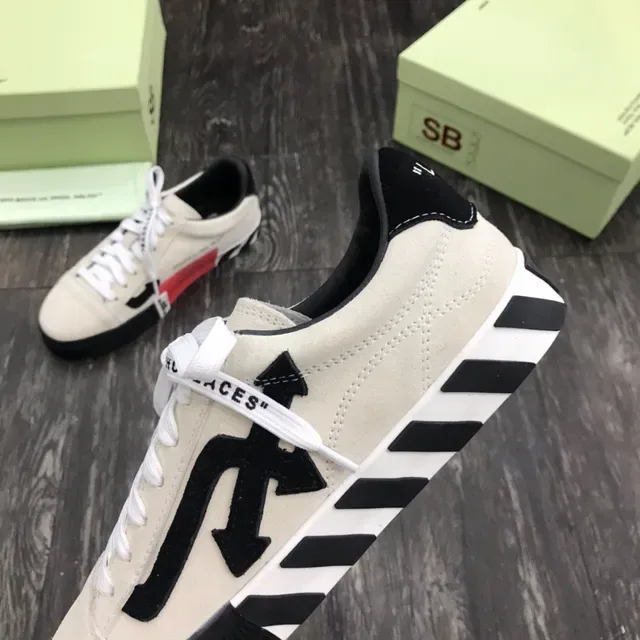 Off-White Beige Black Low-Top Suede Upper Lifestyle Sneakers 5