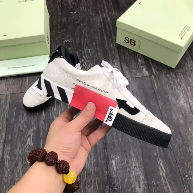 Off-White Beige Black Low-Top Suede Upper Lifestyle Sneakers 6