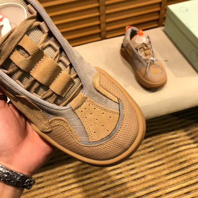 Off-White Beige Orange Superpositions de Maillage et daim Similar Étiquette Industrielle Zip-Tie Sneakers Chunky 5