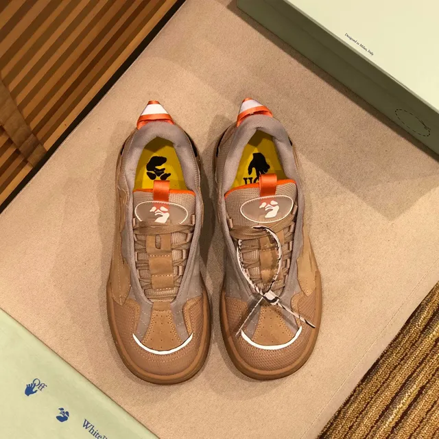 Off-White Beige Orange Superpositions de Maillage et daim Similar Étiquette Industrielle Zip-Tie Sneakers Chunky 8