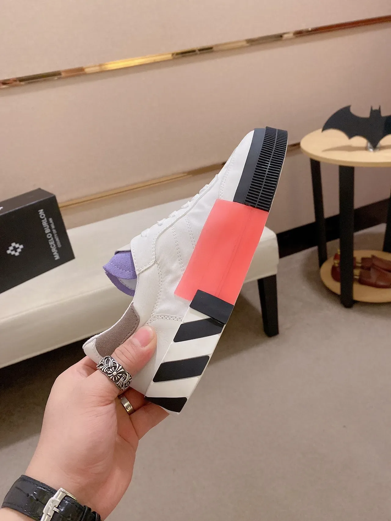 Off-White حذاء رياضي أسود منخفض لوتوب منصة سول أسلوب حياة 6