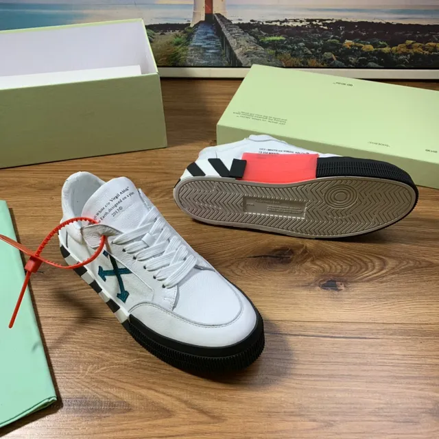 Off-White Diagonal Arrow Sneaker Blanc Noir Rayé Plateforme Style de Vie Sneakers 6